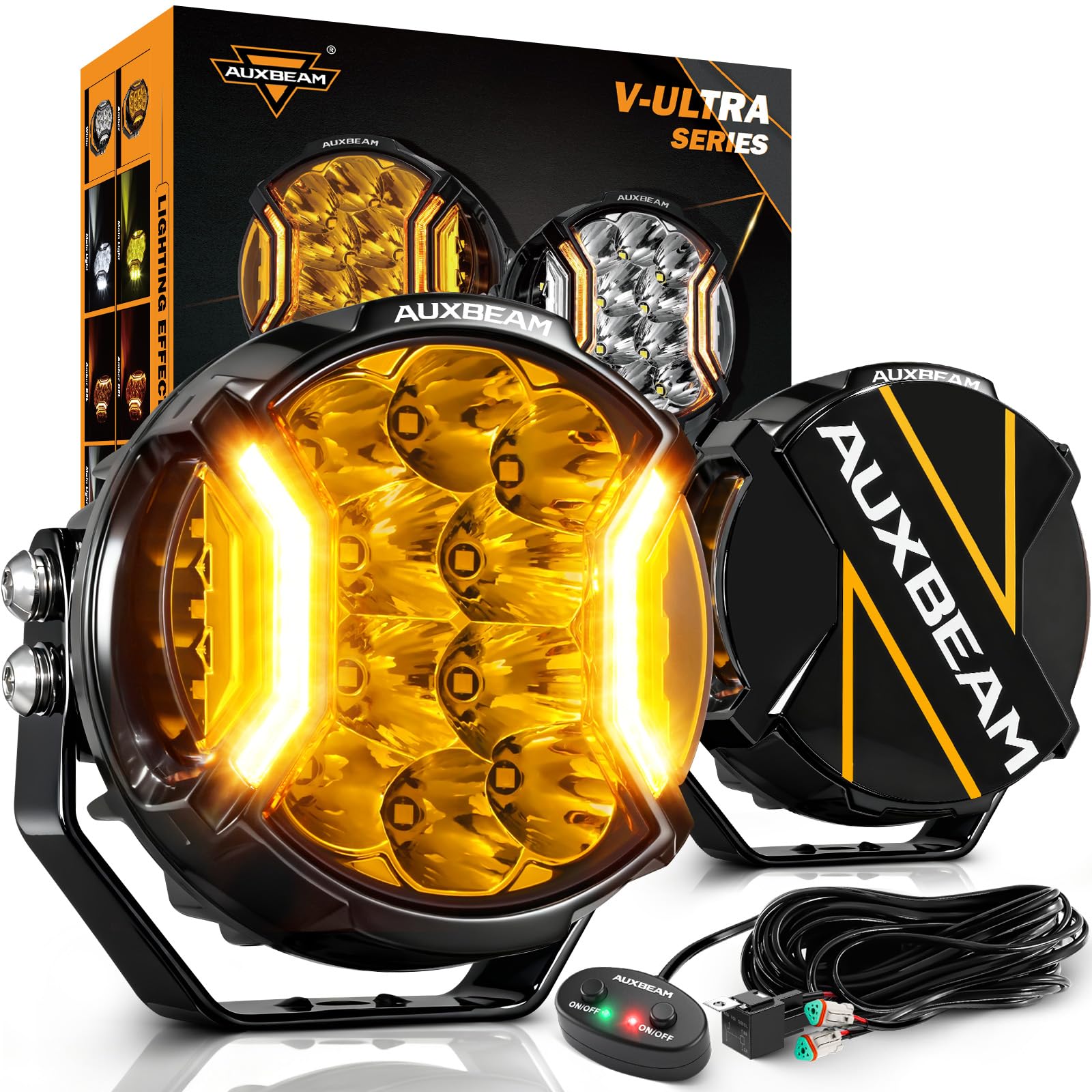 Auxbeam V-Ultra Series 5 Inch Side Shooter Offroad Lights, Amber